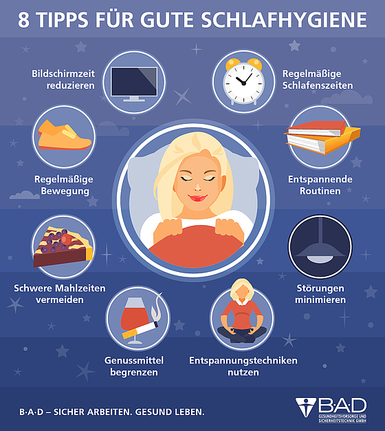 Infografik mit Tipps zur Schlafhygiene